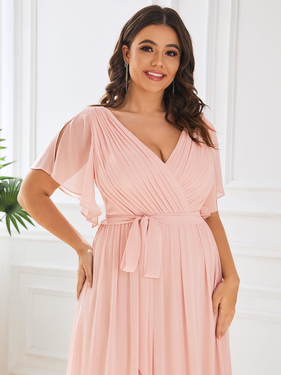 Benutzerdefinierte Größe Krawatte-Taille Plissee A-Linie Abendkleid Damen formale Ballkleider