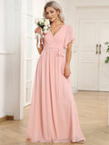 A-Line Pleated Chiffon Tie-Waist Evening Dress Formal Gowns Mother of the Bride Dresses
