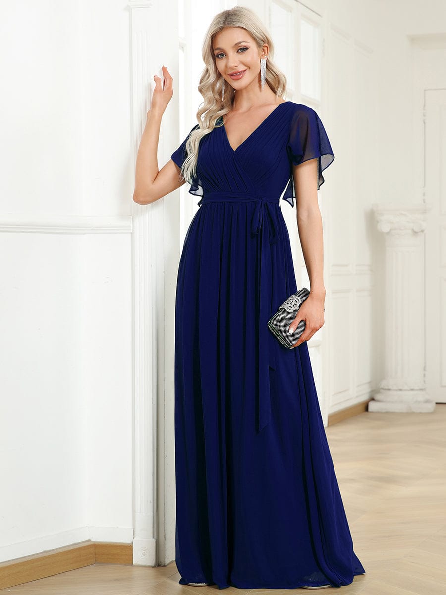 Benutzerdefinierte Größe Krawatte-Taille Plissee A-Linie Abendkleid Damen formale Ballkleider