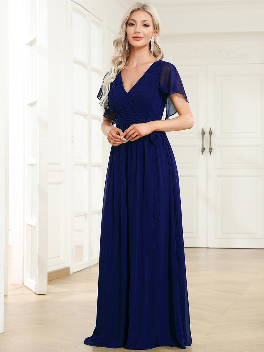 Benutzerdefinierte Größe Krawatte-Taille Plissee A-Linie Abendkleid Damen formale Ballkleider