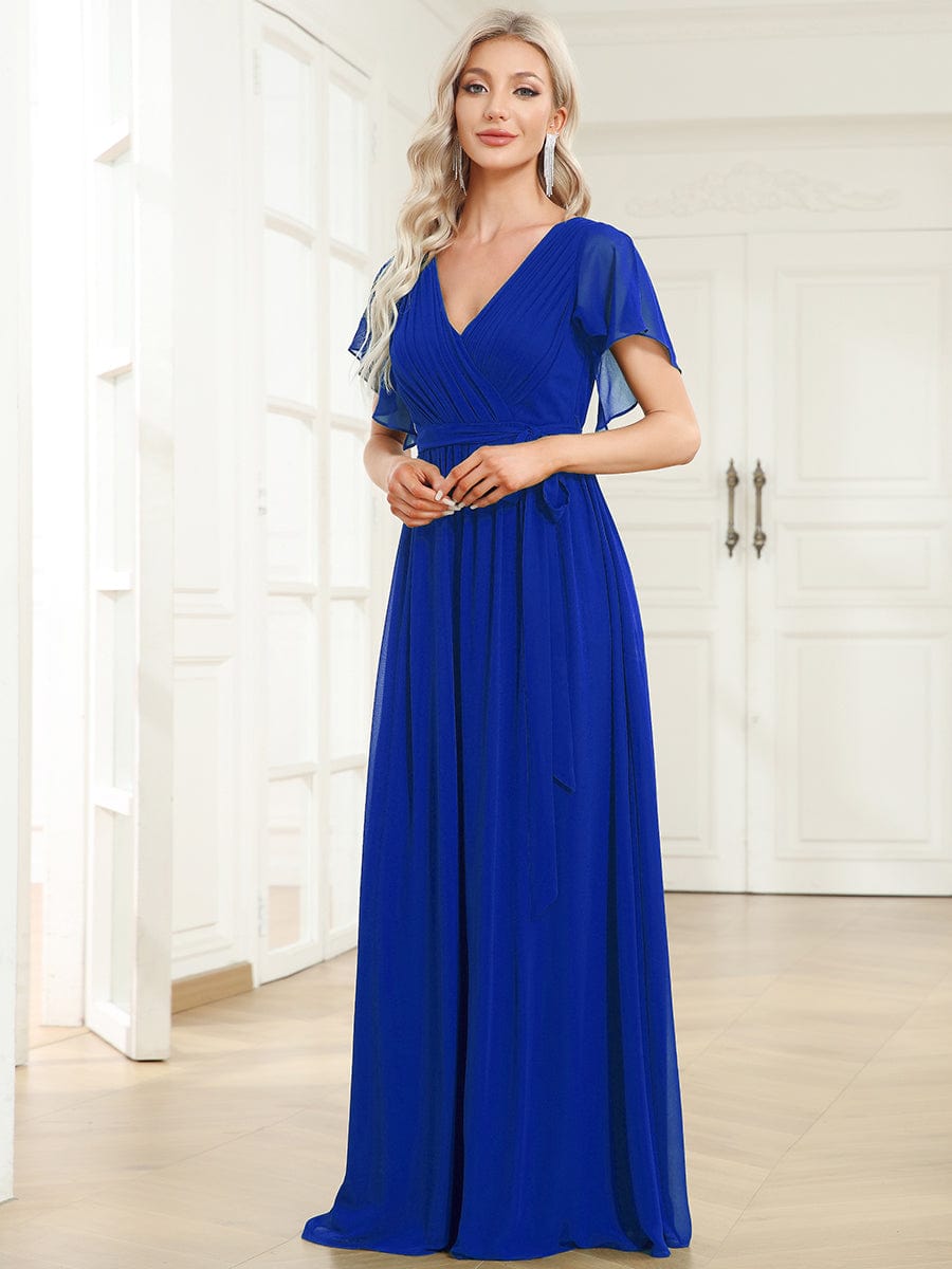 Benutzerdefinierte Größe Krawatte-Taille Plissee A-Linie Abendkleid Damen formale Ballkleider