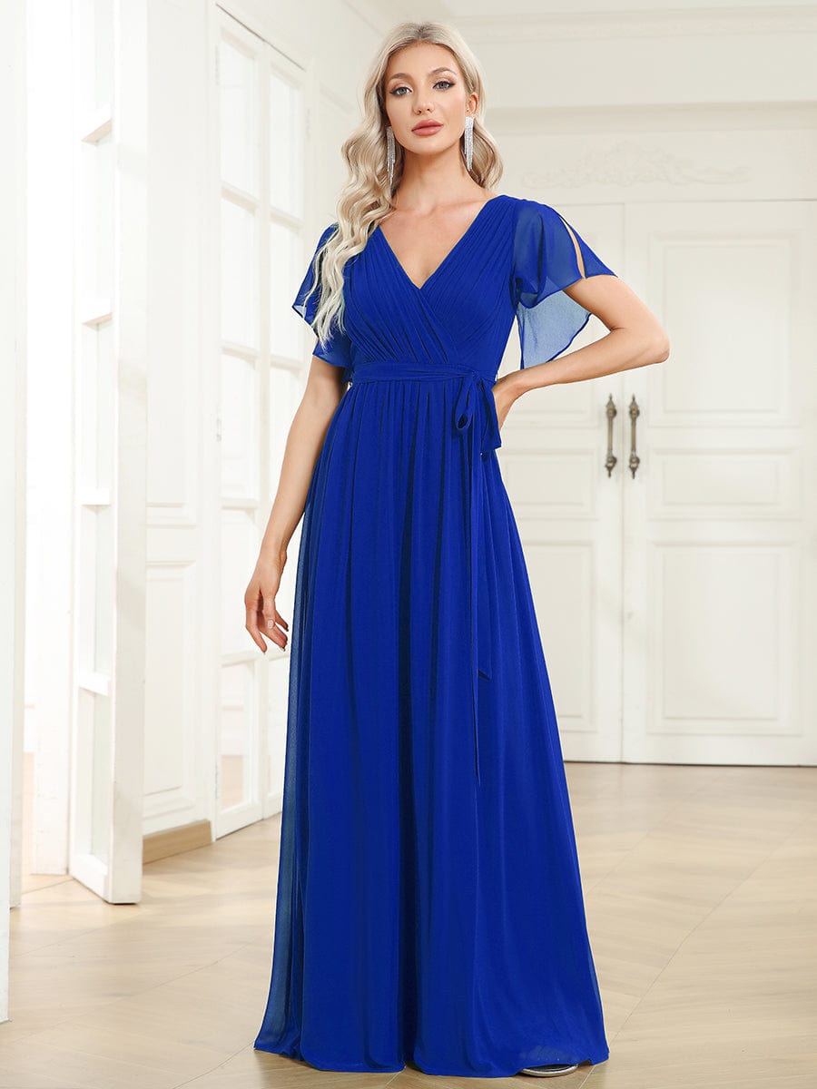 Benutzerdefinierte Größe Krawatte-Taille Plissee A-Linie Abendkleid Damen formale Ballkleider