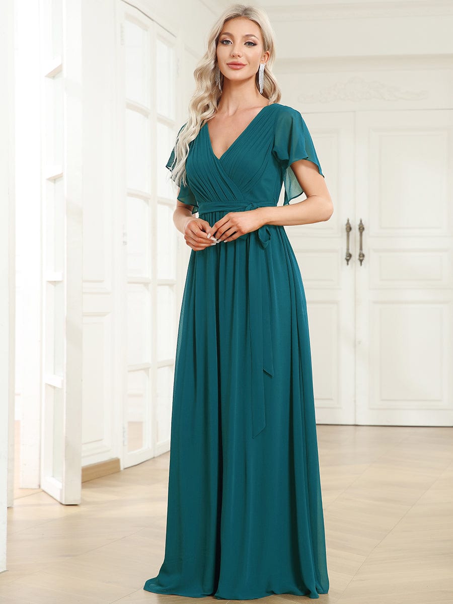 Benutzerdefinierte Größe Krawatte-Taille Plissee A-Linie Abendkleid Damen formale Ballkleider