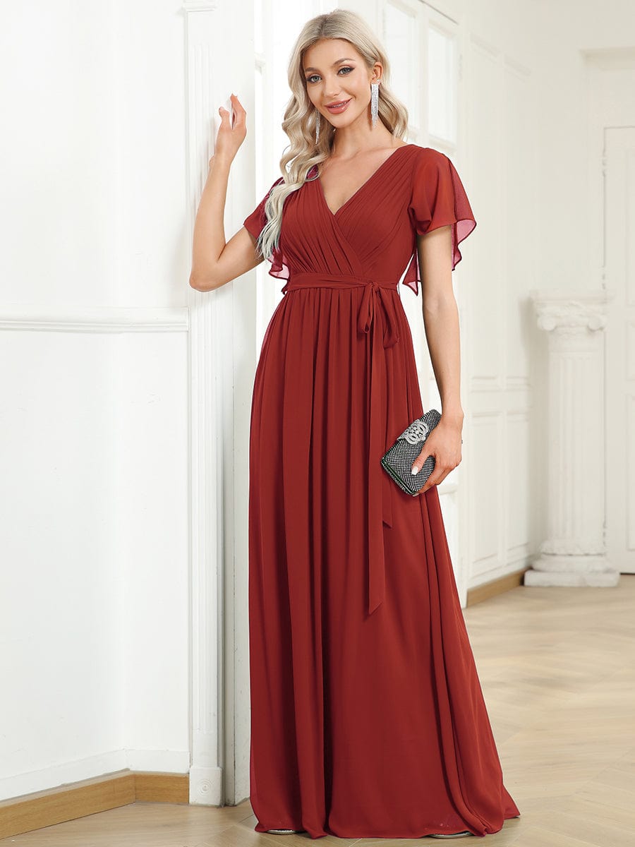 Benutzerdefinierte Größe Krawatte-Taille Plissee A-Linie Abendkleid Damen formale Ballkleider
