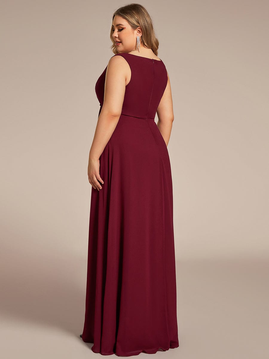 Blumenapplikationen Ärmelloses Chiffon Langes formelles Abendkleid Damen Hochzeitspartykleider