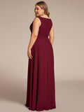 Blumenapplikationen Ärmelloses Chiffon Langes formelles Abendkleid Damen Hochzeitspartykleider