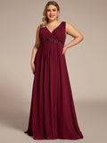 Blumenapplikationen Ärmelloses Chiffon Langes formelles Abendkleid Damen Hochzeitspartykleider