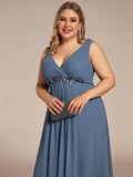 Blumenapplikationen Ärmelloses Chiffon Langes formelles Abendkleid Damen Hochzeitspartykleider