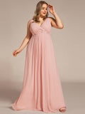 Blumenapplikationen Ärmelloses Chiffon Langes formelles Abendkleid Damen Hochzeitspartykleider