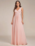 Blumenapplikationen Ärmelloses Chiffon Langes formelles Abendkleid Damen Hochzeitspartykleider