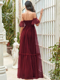 Off-Shoulder Sweetheart Double Layer Pleated Evening Dress Women's Wedding Party Prom Dresses