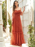 Off-Shoulder Sweetheart Double Layer Pleated Evening Dress Women's Wedding Party Prom Dresses
