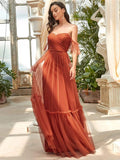 Off-Shoulder Sweetheart Double Layer Pleated Evening Dress Women's Wedding Party Prom Dresses