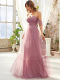 Off-Shoulder Sweetheart Double Layer Pleated Evening Dress Women's Wedding Party Prom Dresses