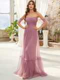 Off-Shoulder Sweetheart Double Layer Pleated Evening Dress Women's Wedding Party Prom Dresses