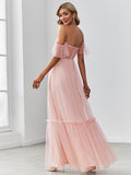 Off-Shoulder Sweetheart Double Layer Pleated Evening Dress Women's Wedding Party Prom Dresses