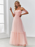 Off-Shoulder Sweetheart Double Layer Pleated Evening Dress Women's Wedding Party Prom Dresses