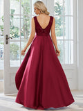Elegant Sleeveless High-low Lace Top Wedding Guest Dress Prom Party Dresses Gowns