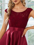 Elegant Sleeveless High-low Lace Top Wedding Guest Dress Prom Party Dresses Gowns