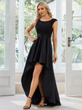 Elegant Sleeveless High-low Lace Top Wedding Guest Dress Prom Party Dresses Gowns