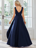 Elegant Sleeveless High-low Lace Top Wedding Guest Dress Prom Party Dresses Gowns