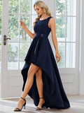 Elegant Sleeveless High-low Lace Top Wedding Guest Dress Prom Party Dresses Gowns