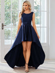 Elegant Sleeveless High-low Lace Top Wedding Guest Dress Prom Party Dresses Gowns