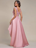 Elegant Sleeveless High-low Lace Top Wedding Guest Dress Prom Party Dresses Gowns