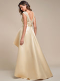 Elegant Sleeveless High-low Lace Top Wedding Guest Dress Prom Party Dresses Gowns