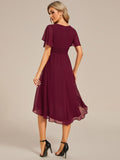 Flowy Chiffon Round Neckline A-Line Knee Length Wedding Guest Dress Mother of the Bride Dress Bridesmaid Gowns