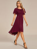 Flowy Chiffon Round Neckline A-Line Knee Length Wedding Guest Dress Mother of the Bride Dress Bridesmaid Gowns