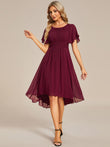 Flowy Chiffon Round Neckline A-Line Knee Length Wedding Guest Dress Mother of the Bride Dress Bridesmaid Gowns