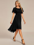 Flowy Chiffon Round Neckline A-Line Knee Length Wedding Guest Dress Mother of the Bride Dress Bridesmaid Gowns