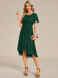 Flowy Chiffon Round Neckline A-Line Knee Length Wedding Guest Dress Mother of the Bride Dress Bridesmaid Gowns