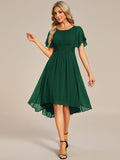 Flowy Chiffon Round Neckline A-Line Knee Length Wedding Guest Dress Mother of the Bride Dress Bridesmaid Gowns