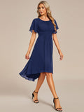 Flowy Chiffon Round Neckline A-Line Knee Length Wedding Guest Dress Mother of the Bride Dress Bridesmaid Gowns