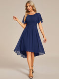 Flowy Chiffon Round Neckline A-Line Knee Length Wedding Guest Dress Mother of the Bride Dress Bridesmaid Gowns