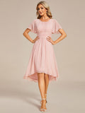 Flowy Chiffon Round Neckline A-Line Knee Length Wedding Guest Dress Mother of the Bride Dress Bridesmaid Gowns
