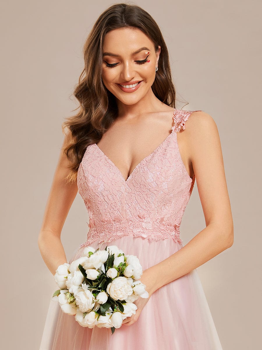 Benutzerdefinierte Größe Elegante V-Ausschnitt Spitze A-Linie Rückenfrei Tüll Brautkleid Brautkleider