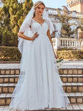 Elegante Flügelärmeln Casual Applique Outdoor Brautkleid Brautkleider Formelle Abendkleider