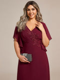Half Sleeves Top Applique Decoration Chiffon Mother of the Bride Dress Formal Evening Dresses