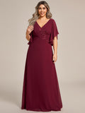 Half Sleeves Top Applique Decoration Chiffon Mother of the Bride Dress Formal Evening Dresses