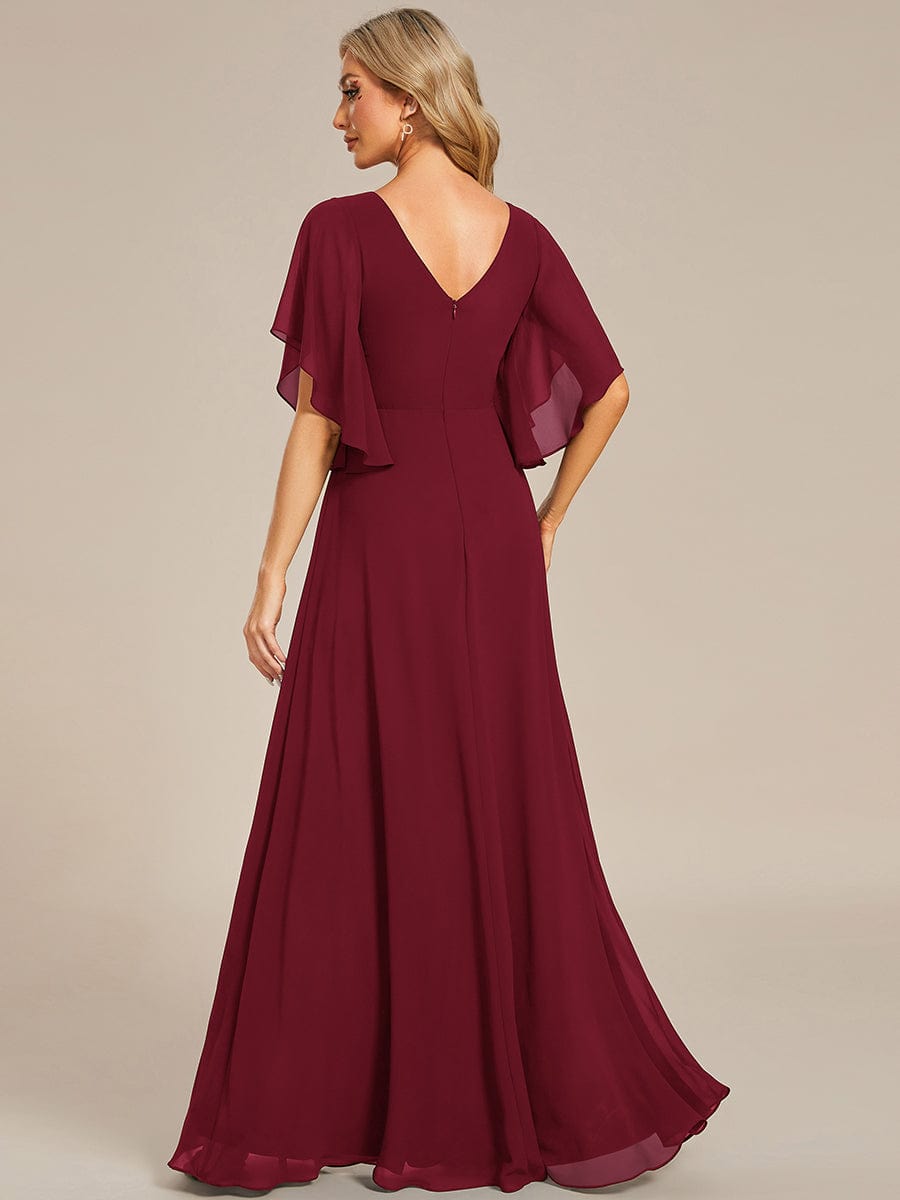 Half Sleeves Top Applique Decoration Chiffon Mother of the Bride Dress Formal Evening Dresses