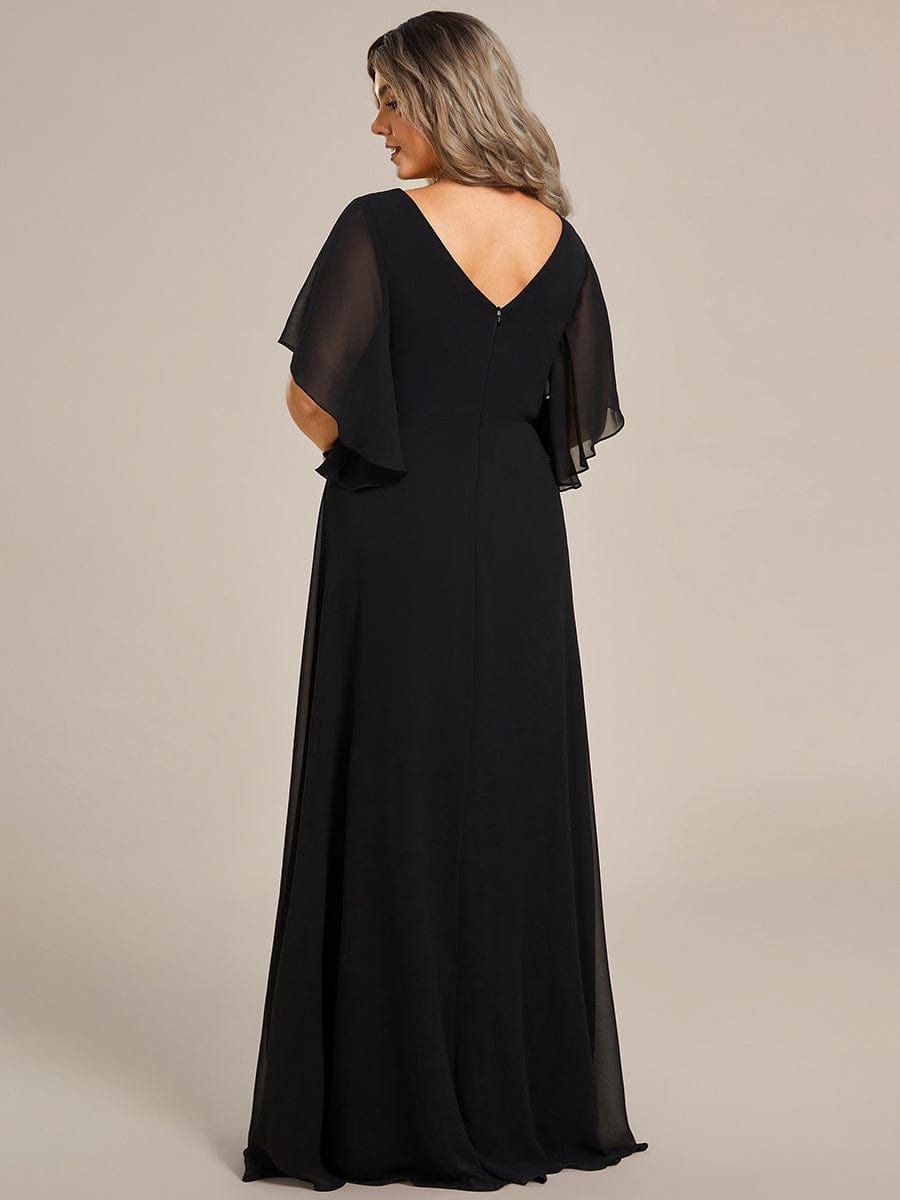Half Sleeves Top Applique Decoration Chiffon Mother of the Bride Dress Formal Evening Dresses