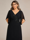 Half Sleeves Top Applique Decoration Chiffon Mother of the Bride Dress Formal Evening Dresses