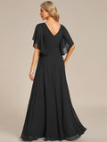 Half Sleeves Top Applique Decoration Chiffon Mother of the Bride Dress Formal Evening Dresses