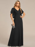 Half Sleeves Top Applique Decoration Chiffon Mother of the Bride Dress Formal Evening Dresses