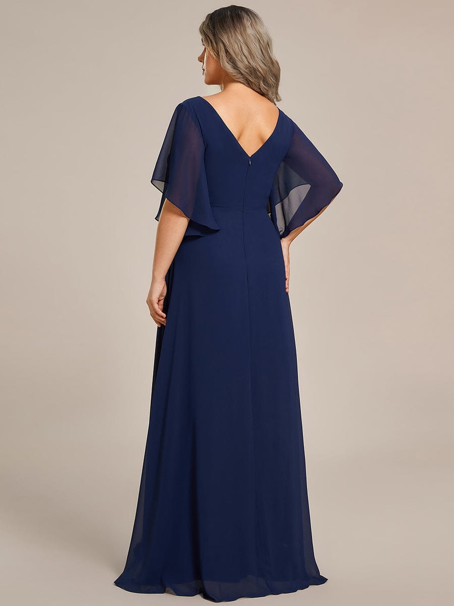 Half Sleeves Top Applique Decoration Chiffon Mother of the Bride Dress Formal Evening Dresses