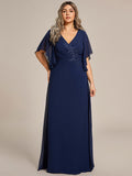 Half Sleeves Top Applique Decoration Chiffon Mother of the Bride Dress Formal Evening Dresses