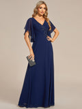 Half Sleeves Top Applique Decoration Chiffon Mother of the Bride Dress Formal Evening Dresses